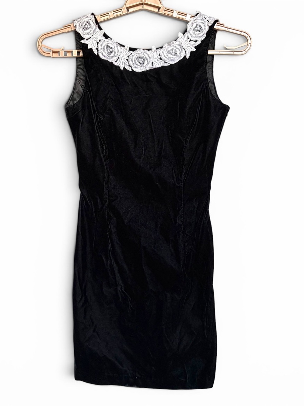 Vintage 90s Jessica McClintock Mini Dress 5/6 Black Velvet Open Back Goth Glam